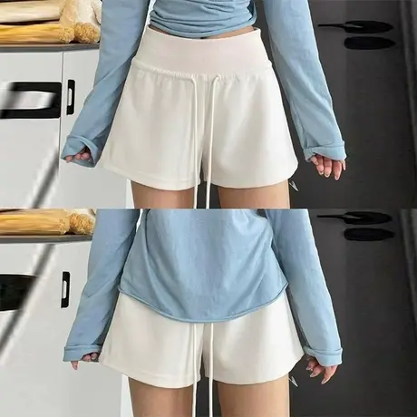 ins超火辣妹高腰包臀热裤女夏季韩版宽松休闲运动阔腿沙滩裤子潮商品大图