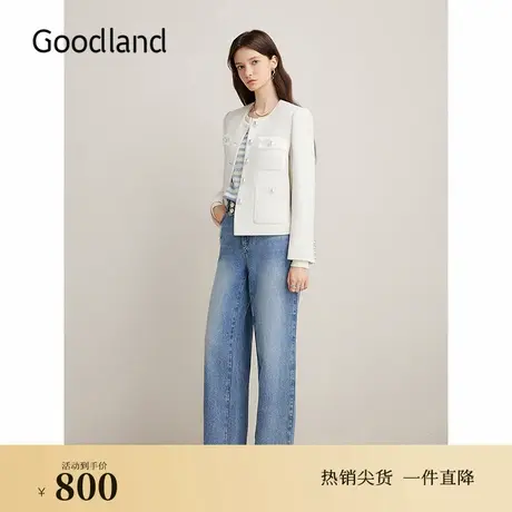 【名媛小香风】Goodland美地2024冬季新款羊毛花纱休闲短外套图片