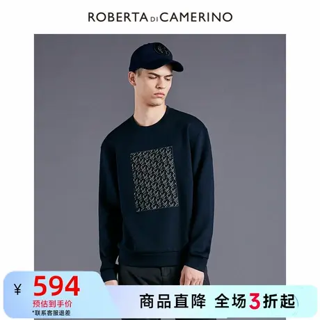 ROBERTA诺贝达春夏季新款男装简约长袖圆领印花套头卫衣长袖T恤图片