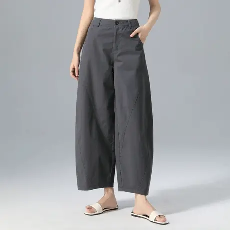 高腰阔腿裤女2025新款小个子裤子夏季薄款休闲裤九分哈伦裤灯笼裤商品大图