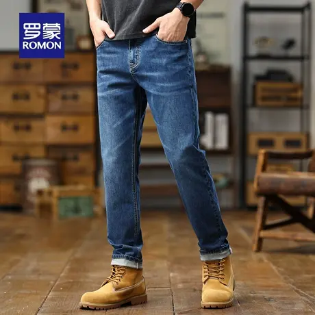 罗蒙轻商务牛仔裤男夏季薄款宽松小脚直筒裤休闲弹力大码长裤N3Z图片