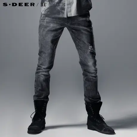 【上新】sdeerhe圣迪奥专柜正品水洗磨白破洞男士牛仔裤3370844图片
