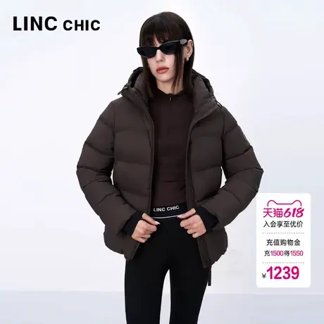 LINC金羽杰羽绒服女款2024新款修身短款泡芙感羽绒服女Y24801270图片