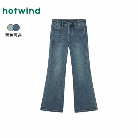 热风2025年秋季新款女士九分喇叭牛仔裤商品大图