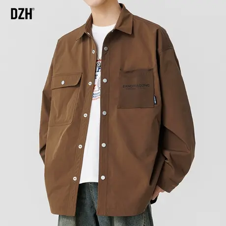 男士咖啡色衬衫男长袖春季高级感休闲衬衣外套2025新款寸衫夹克衫商品大图