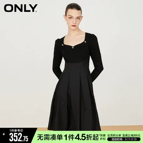 ONLY冬季肌理感法式收腰中长款假两件连衣裙女|123107045商品大图