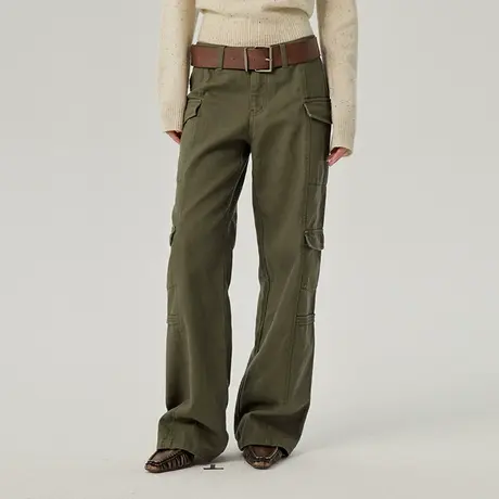 omont蛋挞家 复古多口袋设计工装裤子2025春季新款宽松直筒休闲裤商品大图