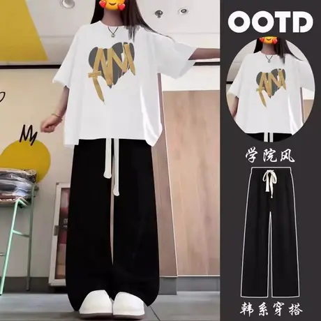 盐系大码300斤mm时尚穿搭夏季短袖t恤女2025新款宽松显瘦圆领上衣商品大图