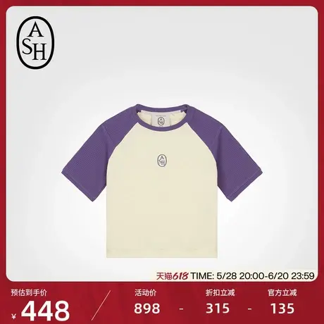 ASH女装春夏T-SHIRT上衣T恤舒适圆领短袖拼接图片