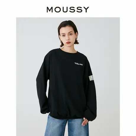 MOUSSY 新品美式复古休闲风印花圆领宽松长袖T恤女028HSA90-0651图片