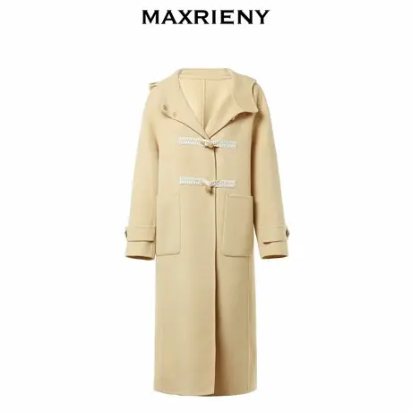 【奥莱】MAXRIENY复古牛角扣大衣长款秋冬双面呢羊毛外套澳毛图片