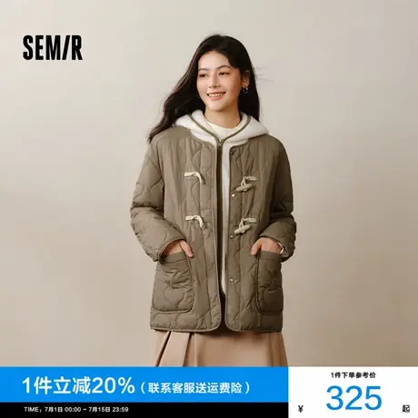 [商场同款]森马棉服女仿羊羔毛马甲防水轻薄棉衣2024冬新款两件套商品大图