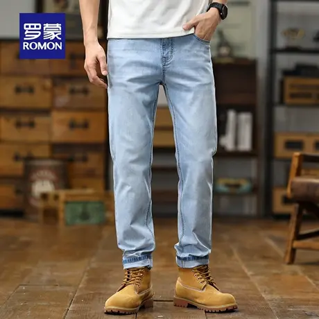 罗蒙复古牛仔裤男直筒夏季薄款宽松休闲裤弹力大码休闲长裤子N3Z图片