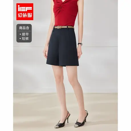 IEF/爱依服短裤2025夏季新款韩版简约纯色通勤百搭显瘦五分裤商品大图