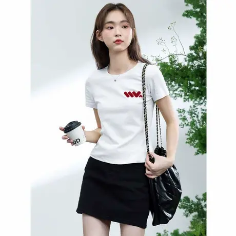 KV真维斯圆领正肩t恤短袖女2025新款 夏季透气紧身显瘦小个子上衣商品大图