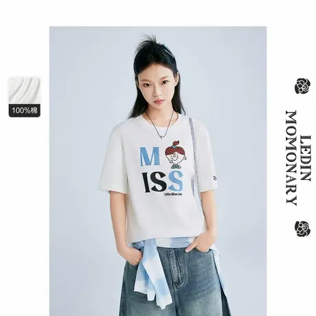 【奇先生妙小姐联名】乐町商场同款大字母短袖夏宽松T恤C2CNF2113图片