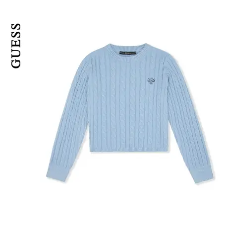 GUESS女士纯欲修身简约纯色短款针织上衣-YO6S1682商品大图