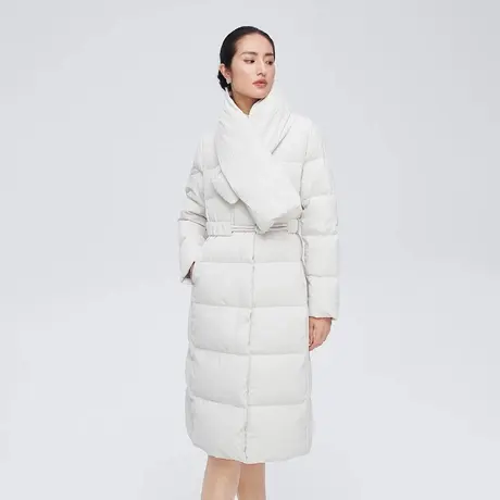 艾莱依冬季新款围巾领中长款羽绒服时尚百搭休闲加厚保暖外套1273商品大图