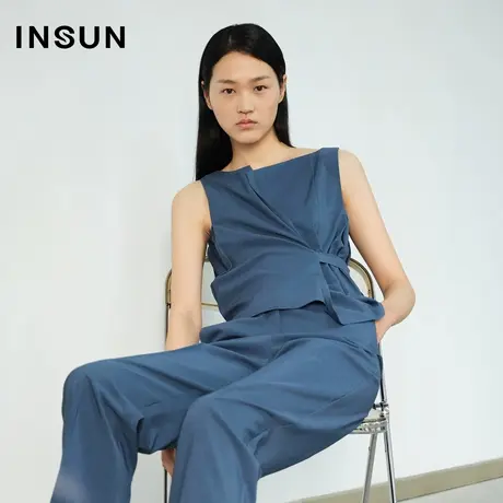 INSUN恩裳夏季圆领无袖潮流收腰背心夏季图片
