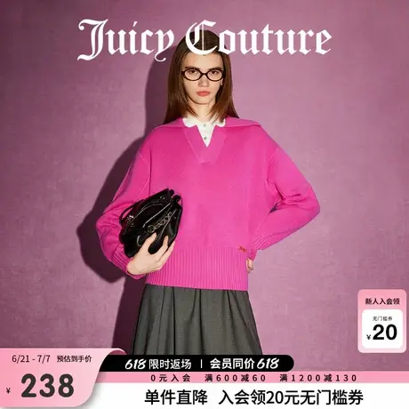 Juicy Couture橘滋春夏新款温暖独白亮色系舒适POLO翻领毛衣女商品大图