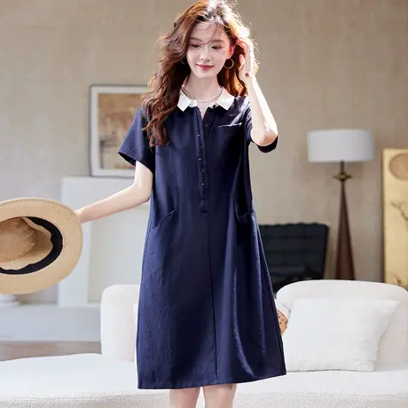 宝诗黎【新品价198元】翻领休闲短袖连衣裙HHI2137商品大图