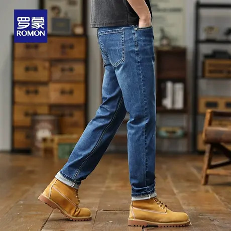 罗蒙复古水洗牛仔裤男夏季薄款休闲弹力大码长裤宽松直筒裤子N3Z图片