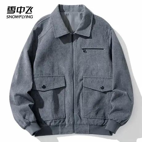 雪中飞夹克2025春秋季新品灯芯绒宽松工装男士款时尚翻领复古外套商品大图