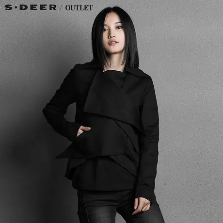 sdeer圣迪奥女装2017秋装纯色搭片短款修身显瘦外套S15382297图片