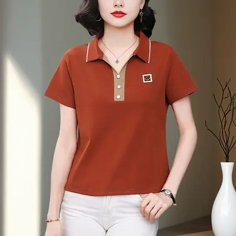 今年流行的polo衫t恤女短袖妈妈夏装2025新款中年贵夫人时尚上衣图片