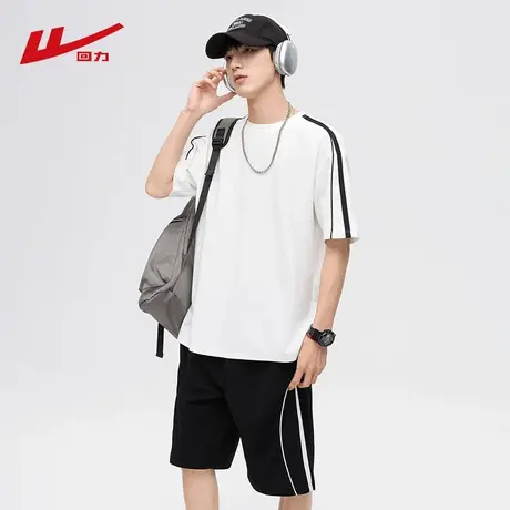 回力冰丝休闲短袖套装男士夏季薄款2025新款宽松运动冰丝一套搭配图片