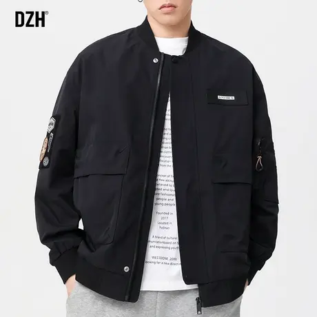男士黑色飞行夹克外套男冬季加厚棉服高级感工装棒球服2025年新款商品大图