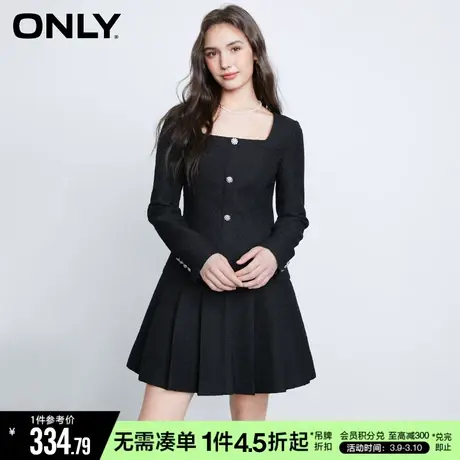 ONLY冬季时尚气质通勤风方领长袖短款连衣裙女|123107081商品大图