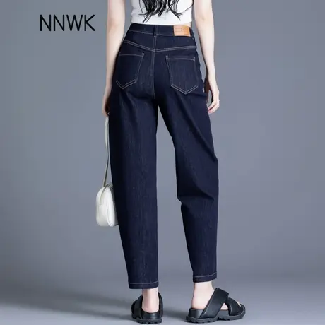 丹宁蓝牛仔裤女2025新款春秋季小个子镰刀裤高腰哈伦裤时尚老爹裤商品大图