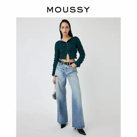 MOUSSY 夏季新品低腰水洗磨破宽松阔腿牛仔裤女010HSA11-0740图片