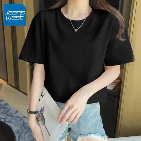 KV真维斯宽松短袖t恤女2025新款 夏季纯棉薄款休闲小个子通勤穿搭商品大图