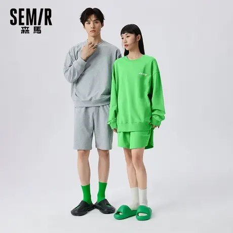 森马休闲裤男冬季舒适亲肤针织短裤宽松直筒男士短裤五分裤情侣装图片