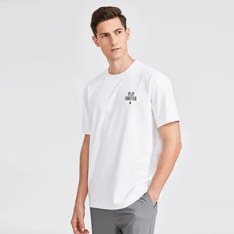 【透气棉】花花公子短袖T恤男微弹宽松休闲半袖上衣女黑白色可选图片