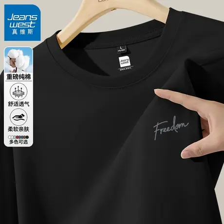 GV真维斯男士t恤2025新款春秋季美式休闲纯棉长袖男生打底衫男款B商品大图