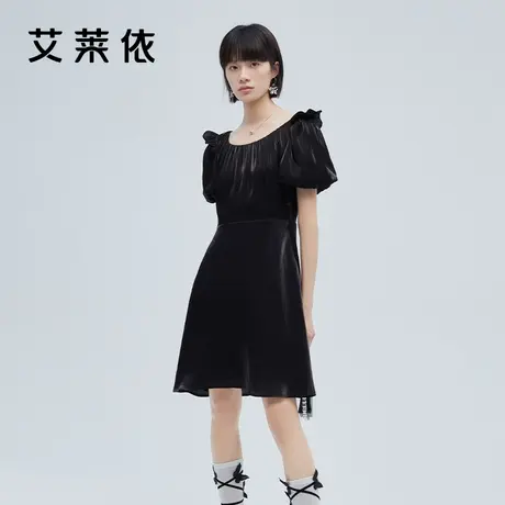 艾莱依春夏季新款赫本风法式连衣裙女高级感甜美风夏装小众图片