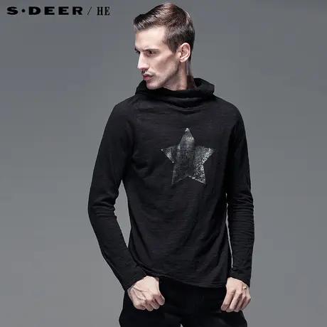 sdeerhe圣迪奥男装休闲纯棉微弹连帽卫衣H13370218图片