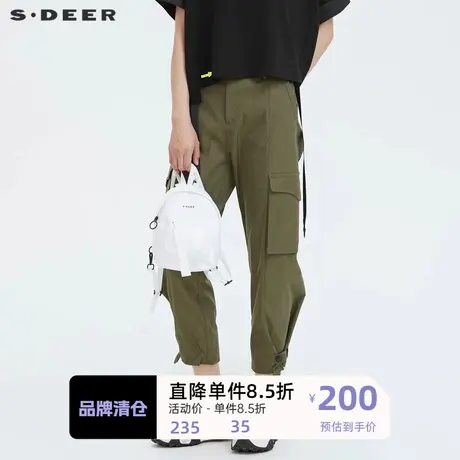 sdeer圣迪奥女装个性收腰立体口袋工装长裤S221Z0809图片