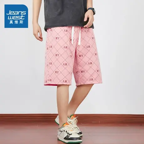 VF真维斯男装 2025夏季新款男格子花纹字母印花多色可选男装短裤商品大图