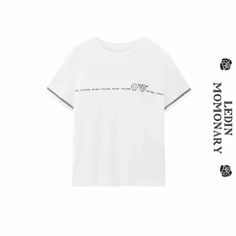 【奇先生妙小姐联名】乐町商场同款线条字母图案短袖T恤C2CNF2112图片