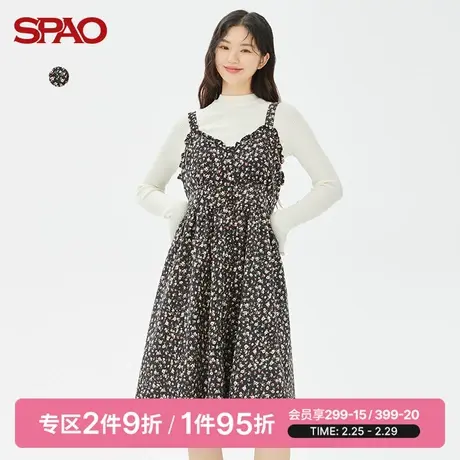 SPAO女士连衣裙春季新款灯芯绒碎花吊带连衣裙SPOWC49S21商品大图