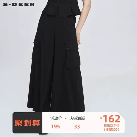 sdeer圣迪奥个性松紧拼接工装阔腿长裤S21280839🍂商品大图