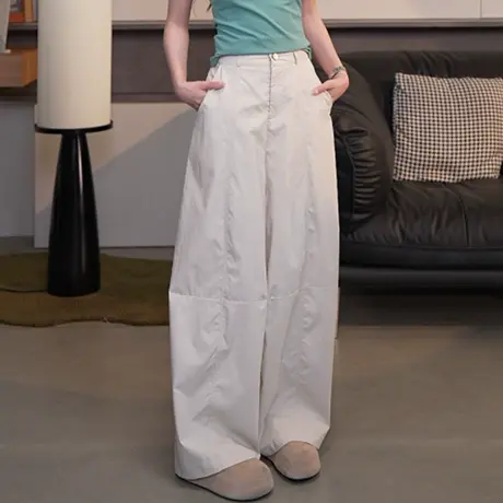 尔给夏季薄款速干小弯刀裤女高腰显瘦百搭宽松垂感拖地时尚休闲裤图片