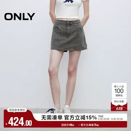 ONLY2025夏季新款酷感做旧水洗松紧腰头设计工装裤裙休闲裤短裤女商品大图