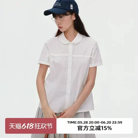 omont蛋挞家复古娃娃领设计感短袖衬衫2025夏季宽松休闲小衫上衣商品大图