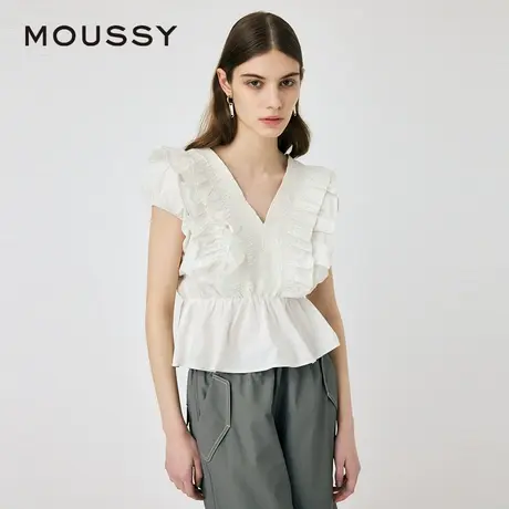MOUSSY 春季法式优雅堆叠荷叶边无袖衬衫女010HSA30-1040商品大图