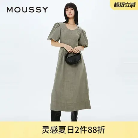 MOUSSY 夏季法式优雅甜美泡泡袖系带连衣裙010HS233-0141商品大图